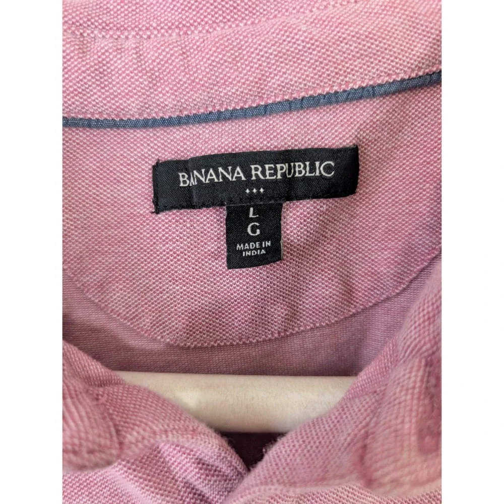 Banana Republic Polo Shirt Mens L Pink Short Sleeve Solid Collared Pocket